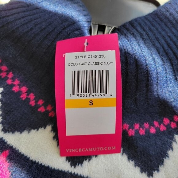 VINCE CAMUTO Mock Neck Fair Isle Sweater Multicolor Size S - Picture 6 of 9